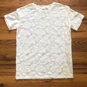 Aritzia, Wilfred, sheer embroidered floral top, white, small